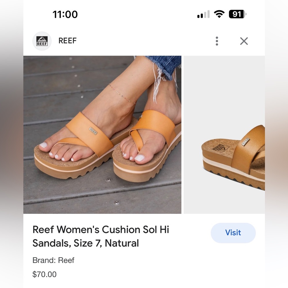 Reef sol hi platform sandals size 9 brand new